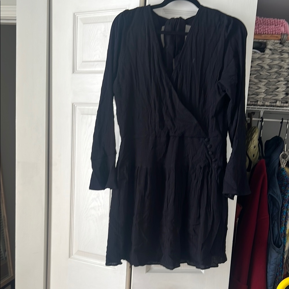 ASOS Black Long Sleeve Wrap Sundress